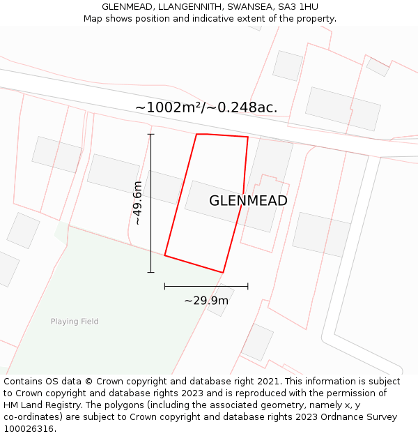 GLENMEAD, LLANGENNITH, SWANSEA, SA3 1HU: Plot and title map