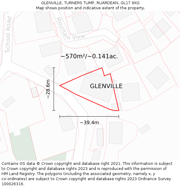 GLENVILLE, TURNERS TUMP, RUARDEAN, GL17 9XG: Plot and title map