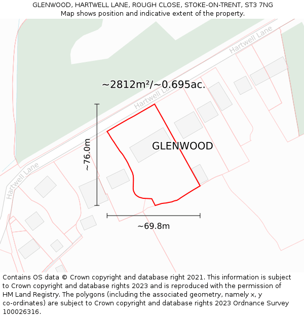 GLENWOOD, HARTWELL LANE, ROUGH CLOSE, STOKE-ON-TRENT, ST3 7NG: Plot and title map