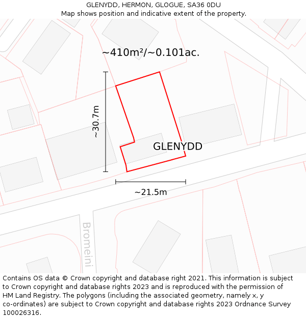 GLENYDD, HERMON, GLOGUE, SA36 0DU: Plot and title map