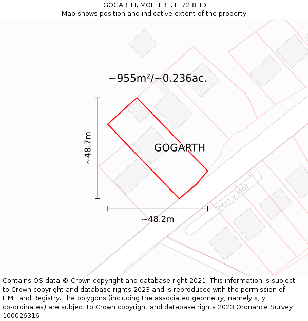 GOGARTH, MOELFRE, LL72 8HD: Plot and title map