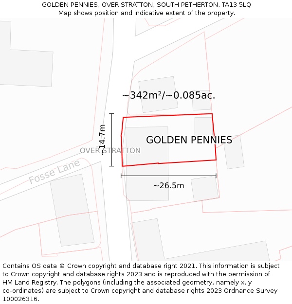 GOLDEN PENNIES, OVER STRATTON, SOUTH PETHERTON, TA13 5LQ: Plot and title map