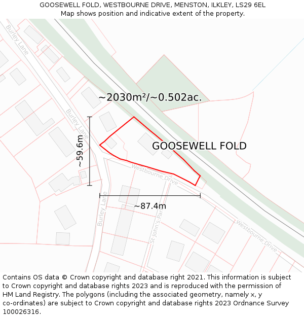 GOOSEWELL FOLD, WESTBOURNE DRIVE, MENSTON, ILKLEY, LS29 6EL: Plot and title map