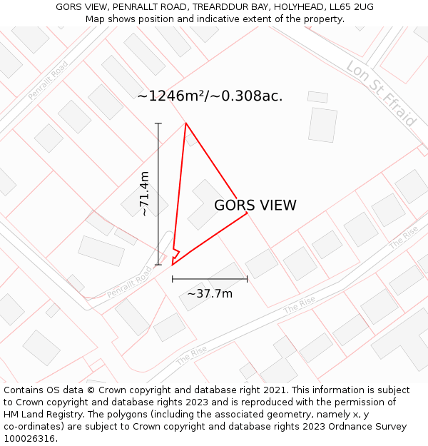 GORS VIEW, PENRALLT ROAD, TREARDDUR BAY, HOLYHEAD, LL65 2UG: Plot and title map