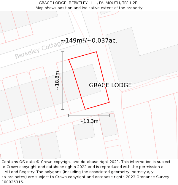 GRACE LODGE, BERKELEY HILL, FALMOUTH, TR11 2BL: Plot and title map