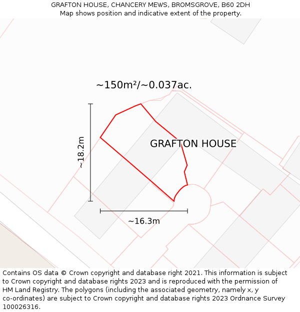 GRAFTON HOUSE, CHANCERY MEWS, BROMSGROVE, B60 2DH: Plot and title map