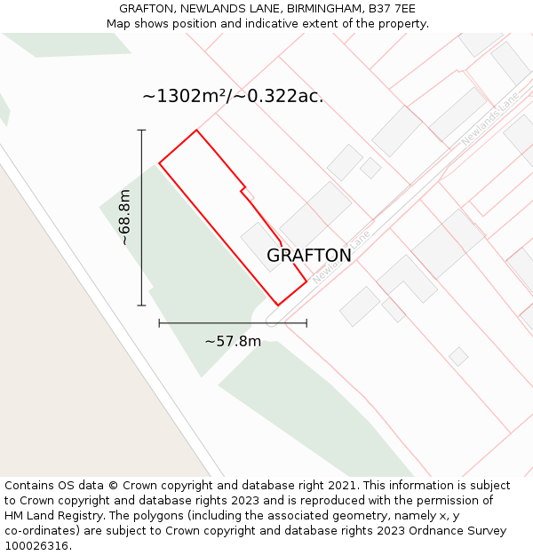 GRAFTON, NEWLANDS LANE, BIRMINGHAM, B37 7EE: Plot and title map