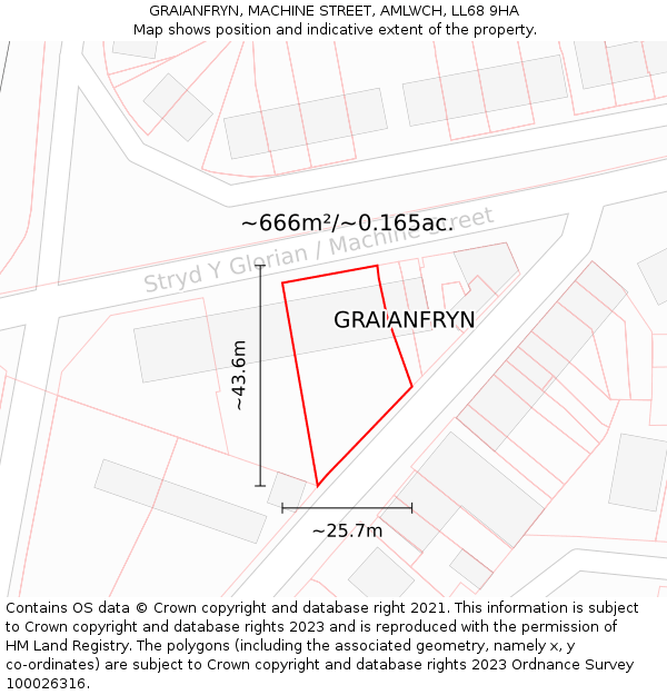 GRAIANFRYN, MACHINE STREET, AMLWCH, LL68 9HA: Plot and title map