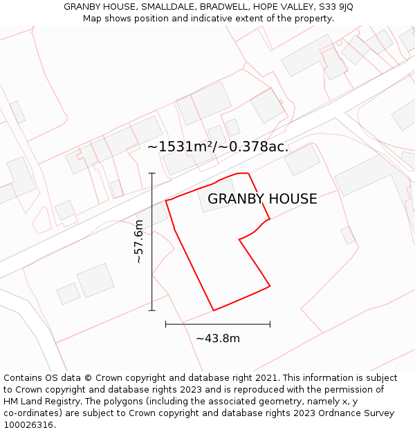 GRANBY HOUSE, SMALLDALE, BRADWELL, HOPE VALLEY, S33 9JQ: Plot and title map