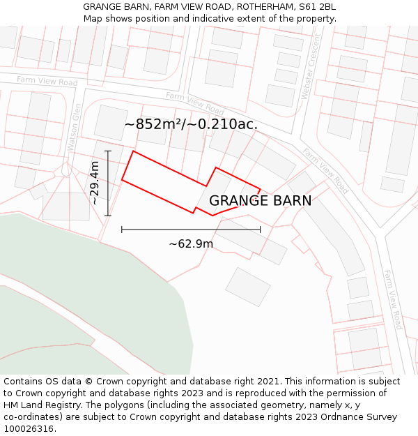 GRANGE BARN, FARM VIEW ROAD, ROTHERHAM, S61 2BL: Plot and title map