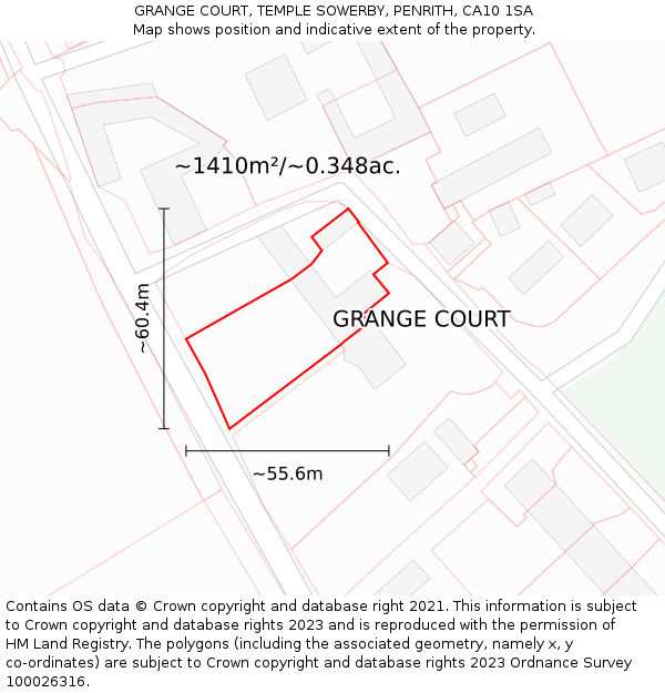 GRANGE COURT, TEMPLE SOWERBY, PENRITH, CA10 1SA: Plot and title map