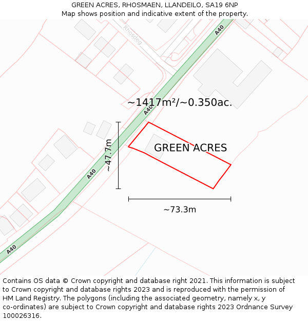 GREEN ACRES, RHOSMAEN, LLANDEILO, SA19 6NP: Plot and title map