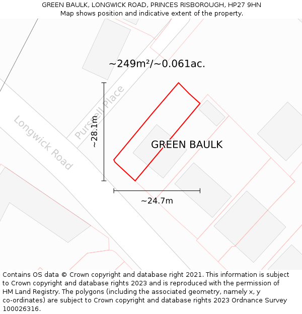 GREEN BAULK, LONGWICK ROAD, PRINCES RISBOROUGH, HP27 9HN: Plot and title map