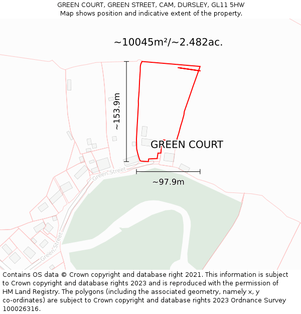 GREEN COURT, GREEN STREET, CAM, DURSLEY, GL11 5HW: Plot and title map