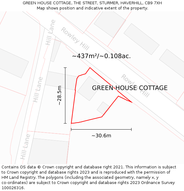 GREEN HOUSE COTTAGE, THE STREET, STURMER, HAVERHILL, CB9 7XH: Plot and title map