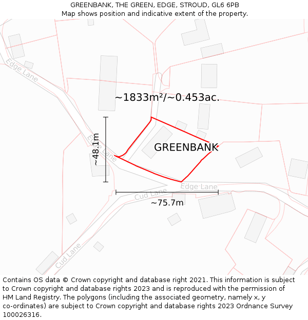 GREENBANK, THE GREEN, EDGE, STROUD, GL6 6PB: Plot and title map