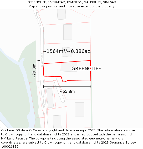 GREENCLIFF, RIVERMEAD, IDMISTON, SALISBURY, SP4 0AR: Plot and title map