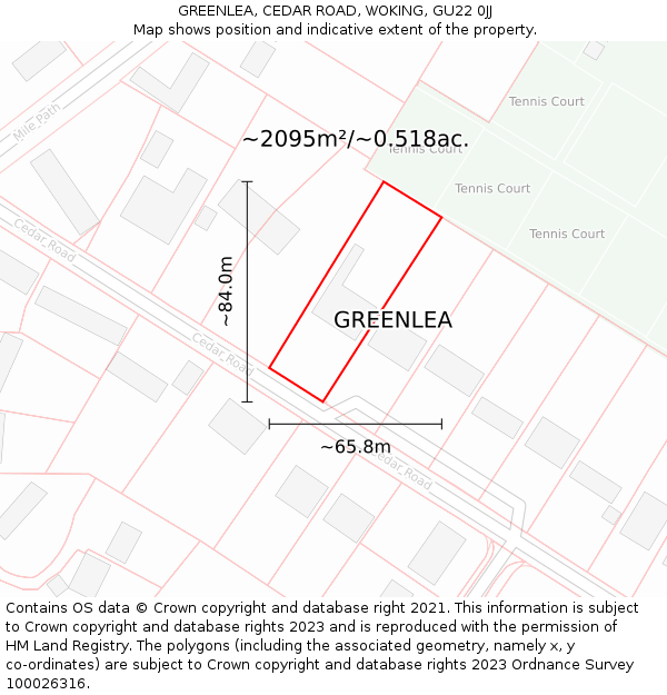 GREENLEA, CEDAR ROAD, WOKING, GU22 0JJ: Plot and title map