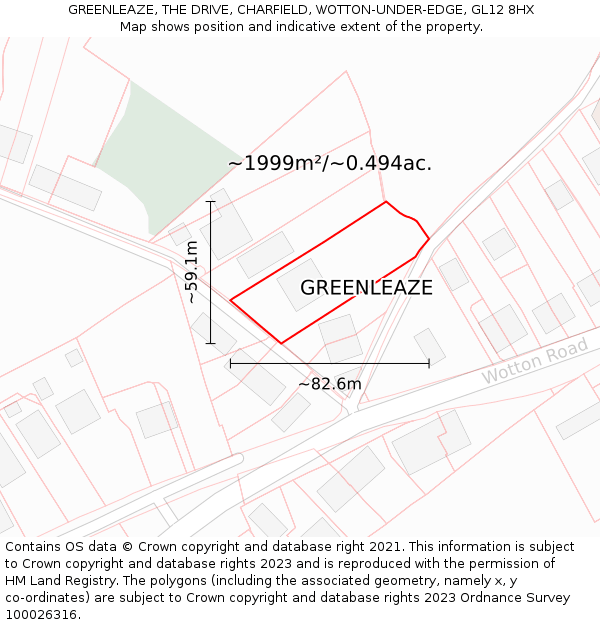 GREENLEAZE, THE DRIVE, CHARFIELD, WOTTON-UNDER-EDGE, GL12 8HX: Plot and title map