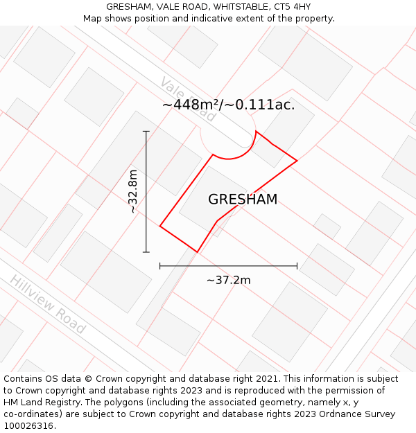 GRESHAM, VALE ROAD, WHITSTABLE, CT5 4HY: Plot and title map