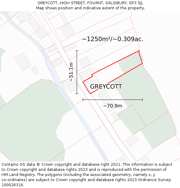 GREYCOTT, HIGH STREET, FOVANT, SALISBURY, SP3 5JL: Plot and title map