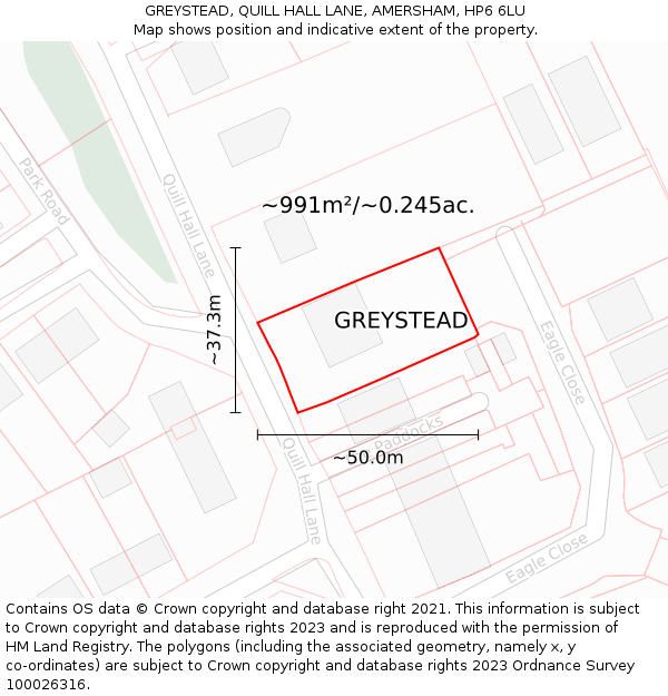 GREYSTEAD, QUILL HALL LANE, AMERSHAM, HP6 6LU: Plot and title map