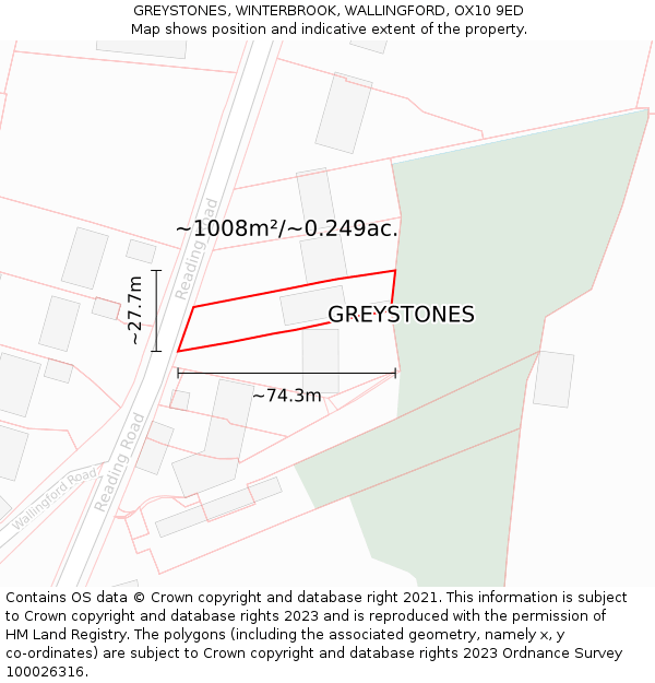 GREYSTONES, WINTERBROOK, WALLINGFORD, OX10 9ED: Plot and title map