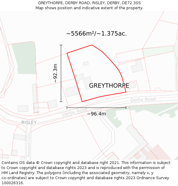 GREYTHORPE, DERBY ROAD, RISLEY, DERBY, DE72 3SS: Plot and title map