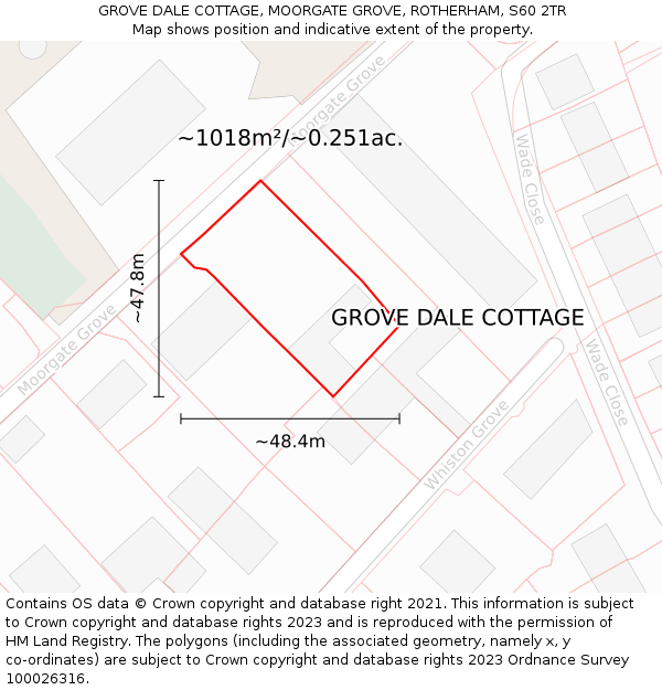 GROVE DALE COTTAGE, MOORGATE GROVE, ROTHERHAM, S60 2TR: Plot and title map