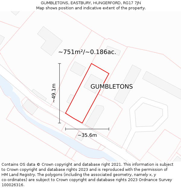 GUMBLETONS, EASTBURY, HUNGERFORD, RG17 7JN: Plot and title map