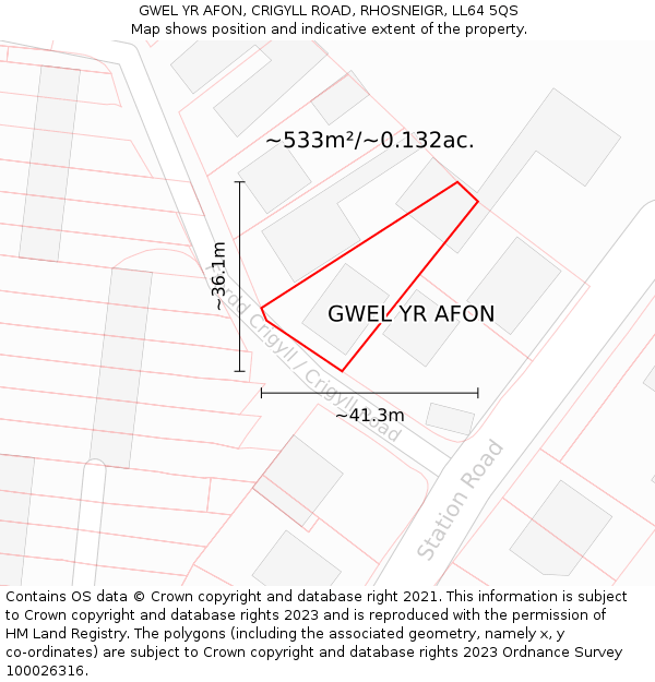 GWEL YR AFON, CRIGYLL ROAD, RHOSNEIGR, LL64 5QS: Plot and title map