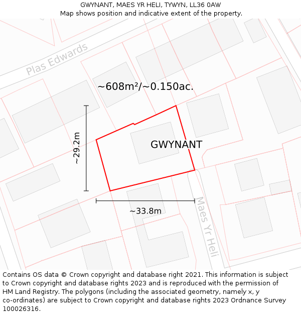 GWYNANT, MAES YR HELI, TYWYN, LL36 0AW: Plot and title map