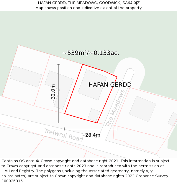 HAFAN GERDD, THE MEADOWS, GOODWICK, SA64 0JZ: Plot and title map