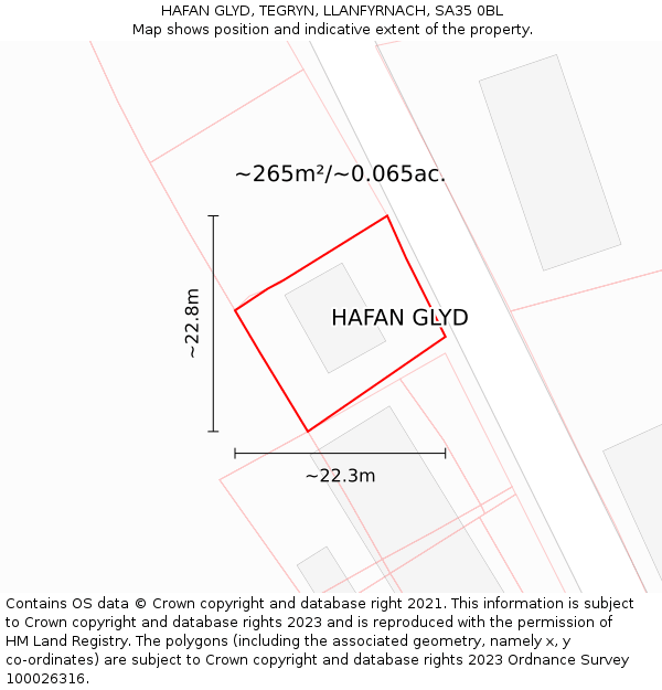 HAFAN GLYD, TEGRYN, LLANFYRNACH, SA35 0BL: Plot and title map