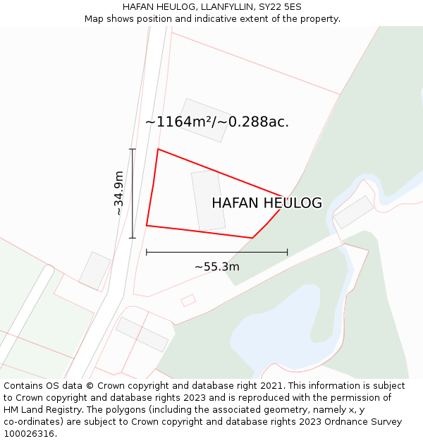 HAFAN HEULOG, LLANFYLLIN, SY22 5ES: Plot and title map