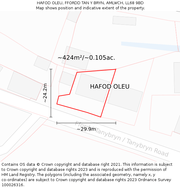 HAFOD OLEU, FFORDD TAN Y BRYN, AMLWCH, LL68 9BD: Plot and title map