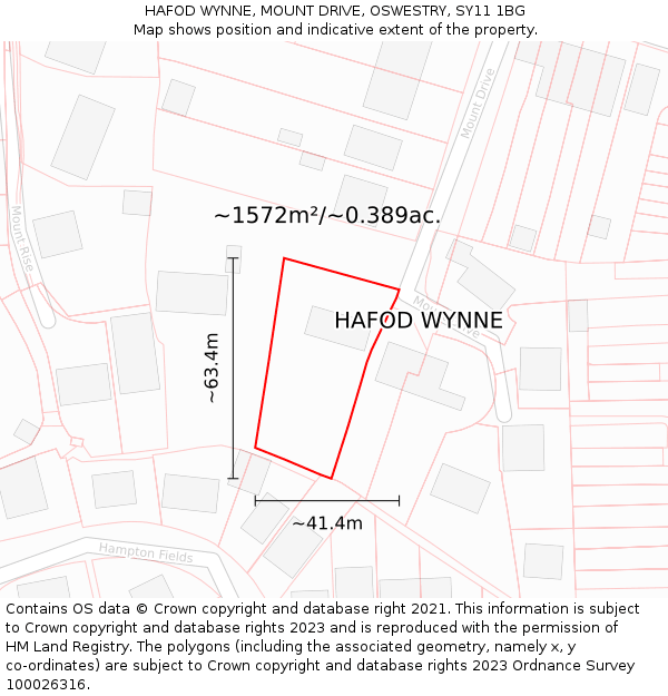 HAFOD WYNNE, MOUNT DRIVE, OSWESTRY, SY11 1BG: Plot and title map