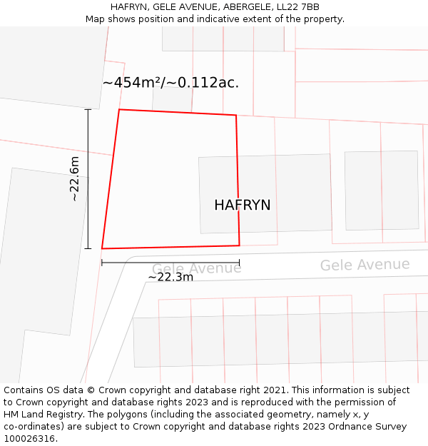HAFRYN, GELE AVENUE, ABERGELE, LL22 7BB: Plot and title map