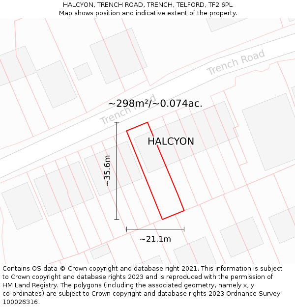 HALCYON, TRENCH ROAD, TRENCH, TELFORD, TF2 6PL: Plot and title map