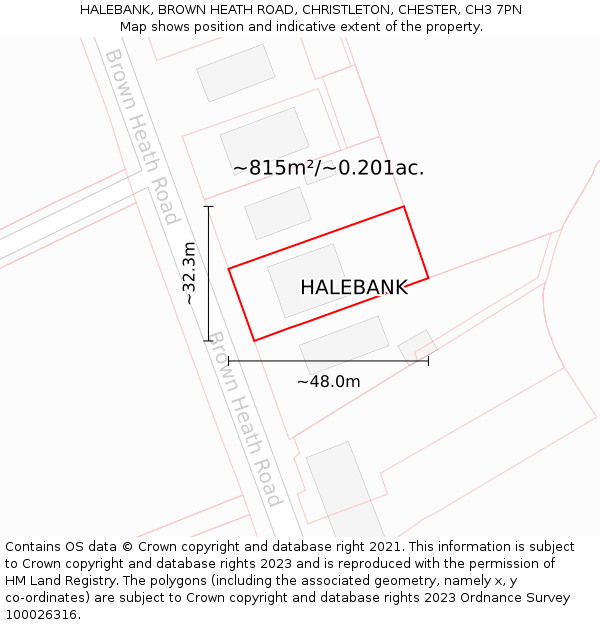 HALEBANK, BROWN HEATH ROAD, CHRISTLETON, CHESTER, CH3 7PN: Plot and title map