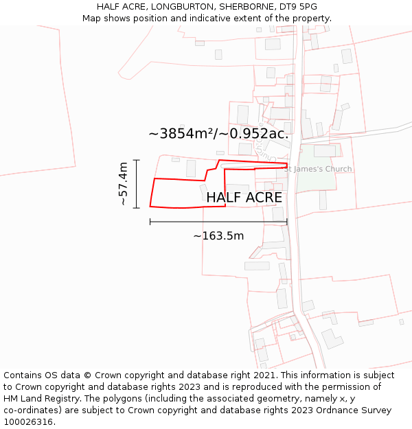 HALF ACRE, LONGBURTON, SHERBORNE, DT9 5PG: Plot and title map