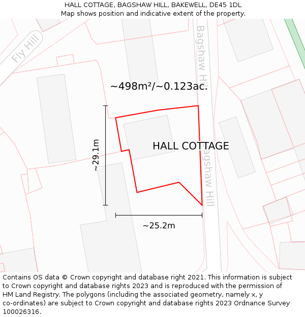 HALL COTTAGE, BAGSHAW HILL, BAKEWELL, DE45 1DL: Plot and title map