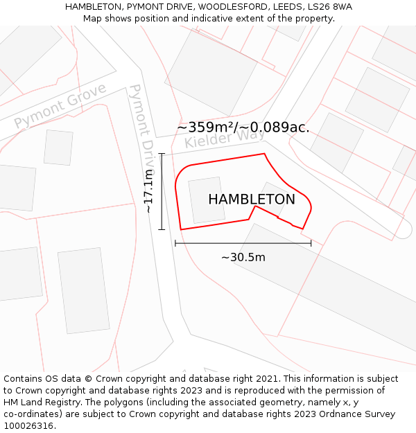 HAMBLETON, PYMONT DRIVE, WOODLESFORD, LEEDS, LS26 8WA: Plot and title map