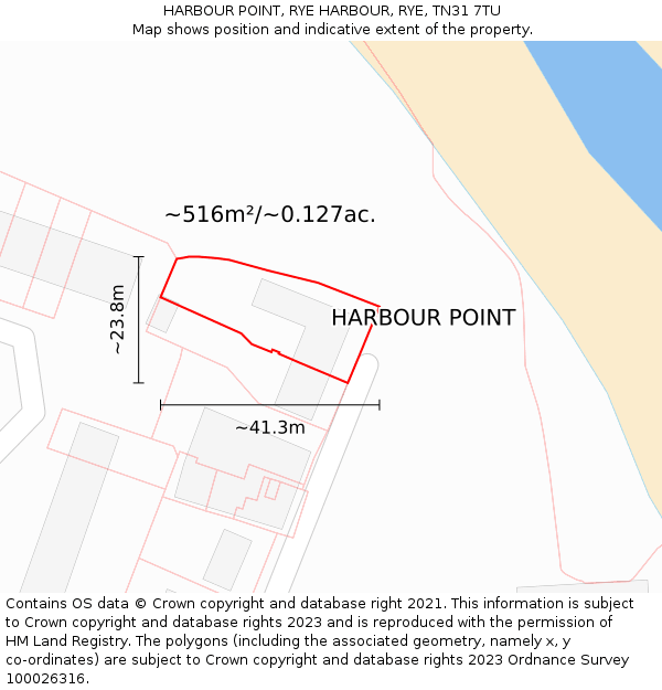 HARBOUR POINT, RYE HARBOUR, RYE, TN31 7TU: Plot and title map