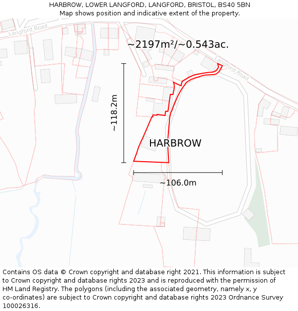 HARBROW, LOWER LANGFORD, LANGFORD, BRISTOL, BS40 5BN: Plot and title map