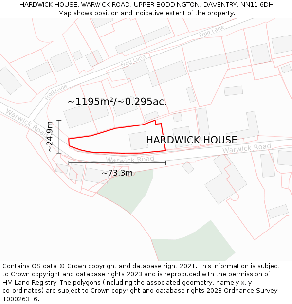 HARDWICK HOUSE, WARWICK ROAD, UPPER BODDINGTON, DAVENTRY, NN11 6DH: Plot and title map