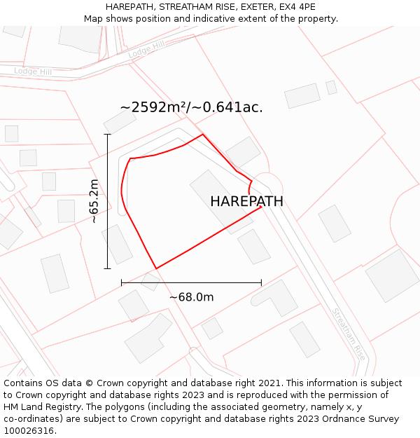 HAREPATH, STREATHAM RISE, EXETER, EX4 4PE: Plot and title map