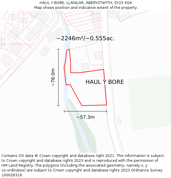 HAUL Y BORE, LLANILAR, ABERYSTWYTH, SY23 4SA: Plot and title map