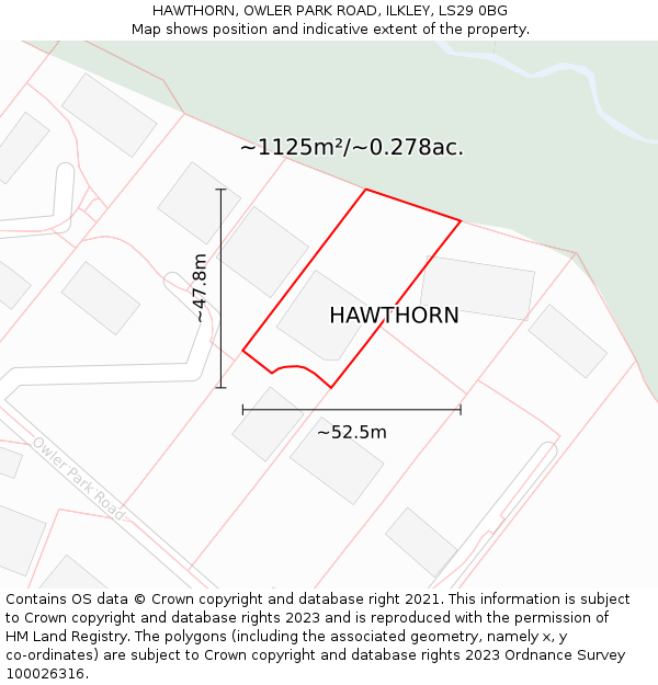 HAWTHORN, OWLER PARK ROAD, ILKLEY, LS29 0BG: Plot and title map