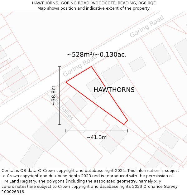 HAWTHORNS, GORING ROAD, WOODCOTE, READING, RG8 0QE: Plot and title map